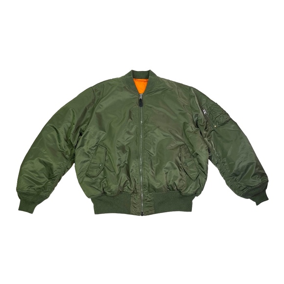 Alpha Industries Military Jacket Nylon Olive Green MA-1 Bomber - Picture 1 of 5
